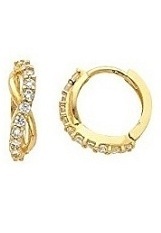 terrific teeny-tiny gold round cz baby huggie hoop earrings